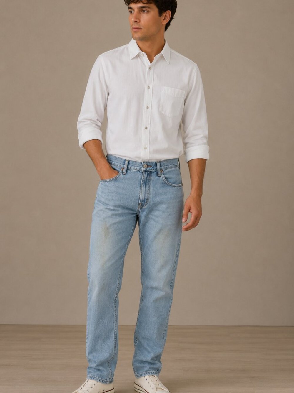 Levi's 505 Regular Fit Jeans Light Wash Straight Leg W36 L32